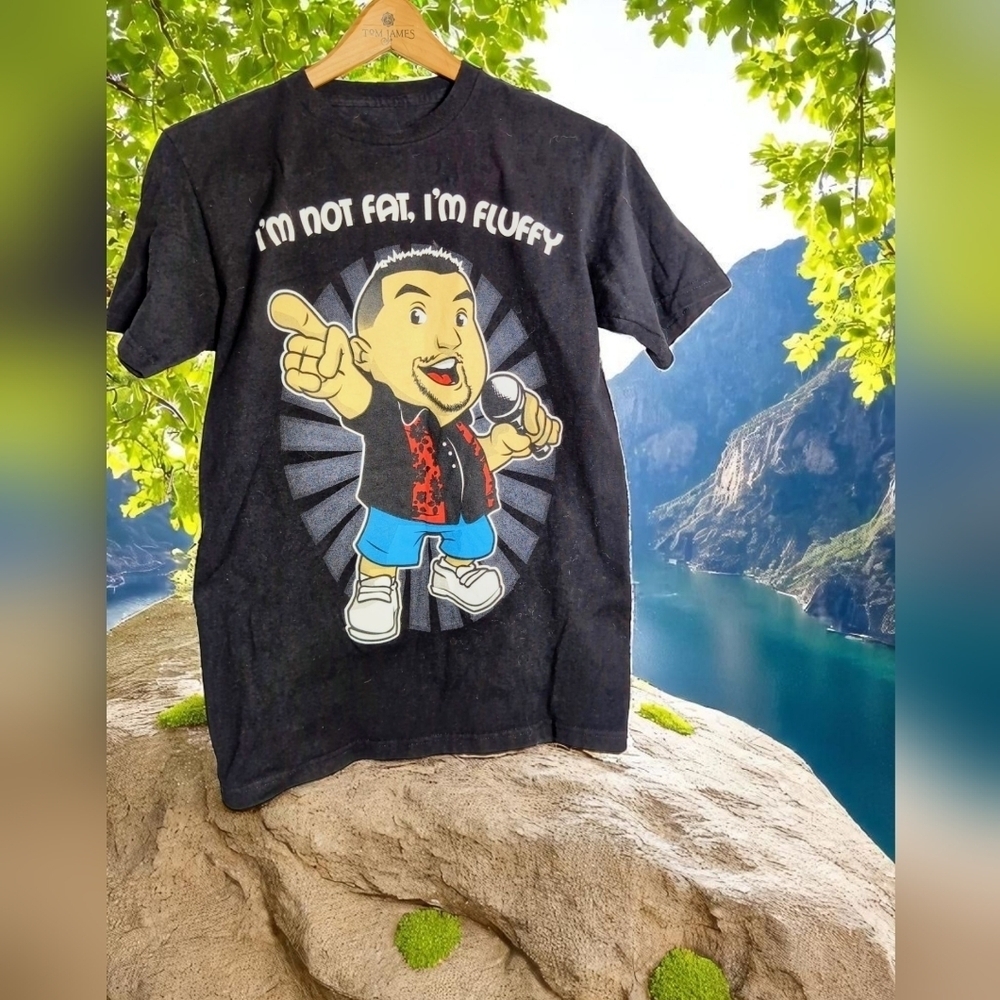 I'm Not Fat I'm Fluffy Black Sz S Tour T-Shirt with Cartoon Gabriel Iglesias